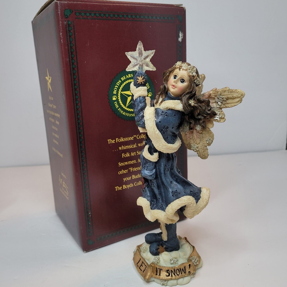 Boyds Bear‎ Folkstone Astrid Snow Angel Figurine Approx 7.5" Tall Retired 1997